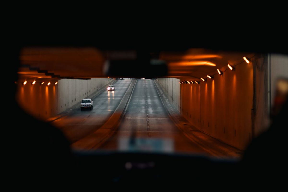 hazard lights car road