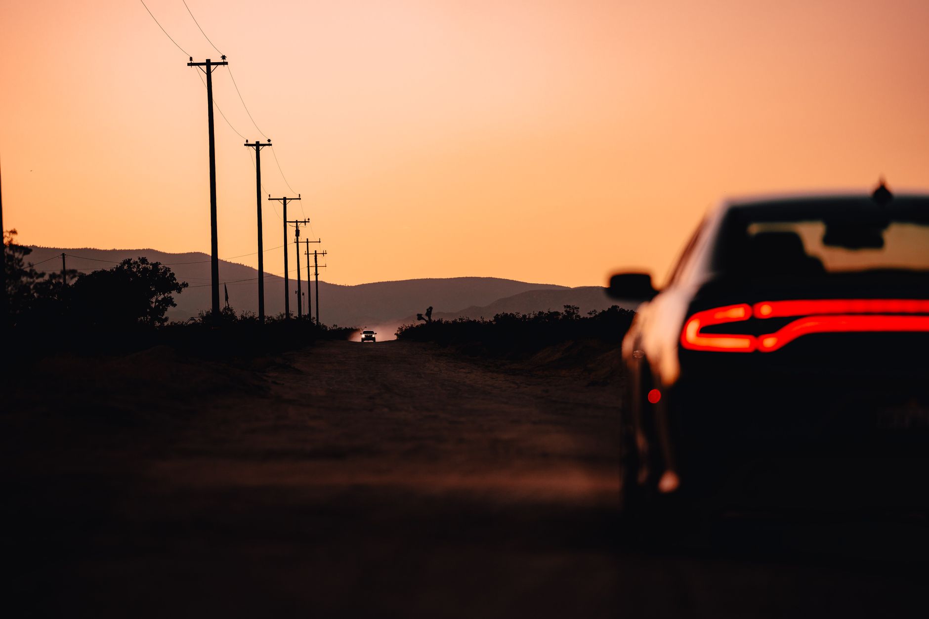 hazard lights car road