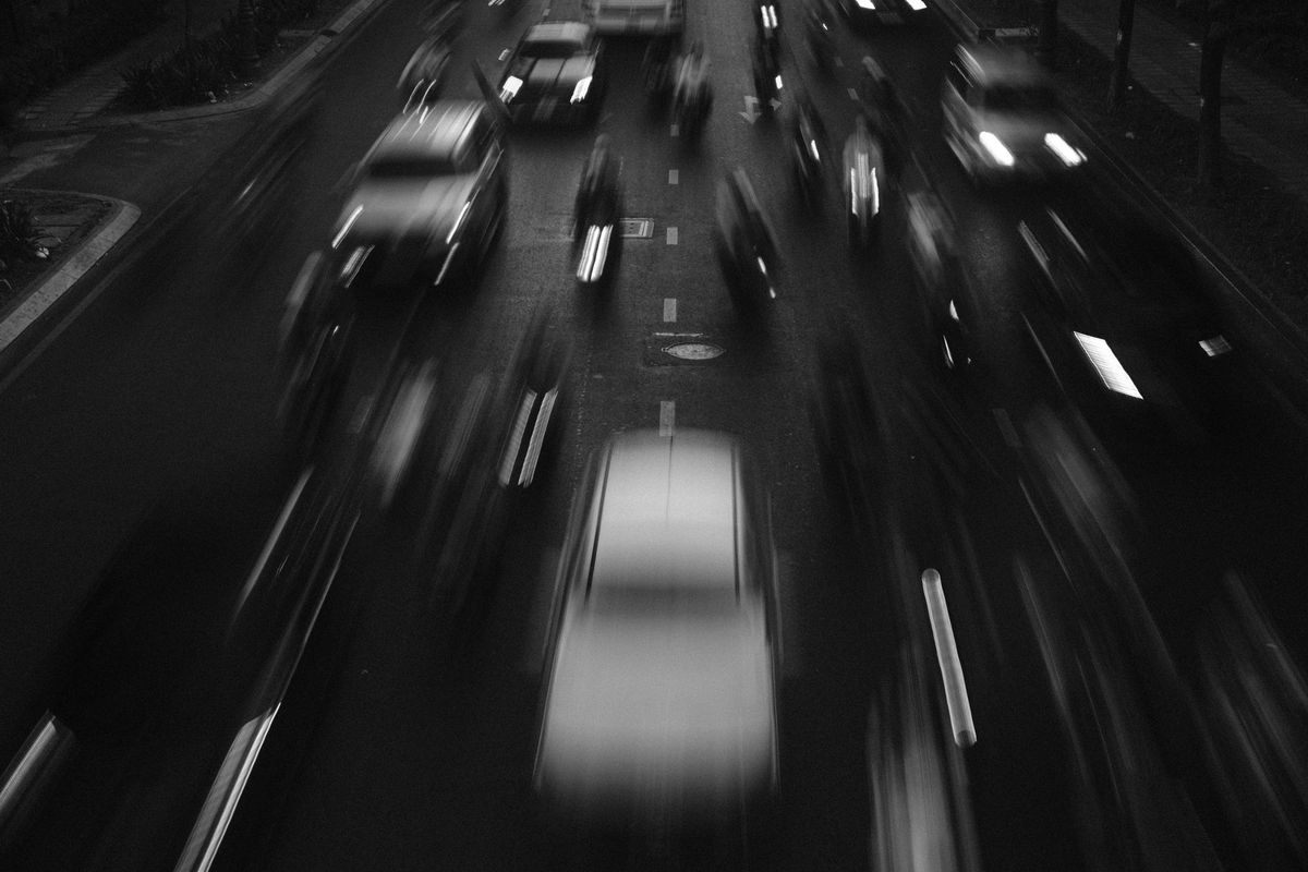 hazard lights car road