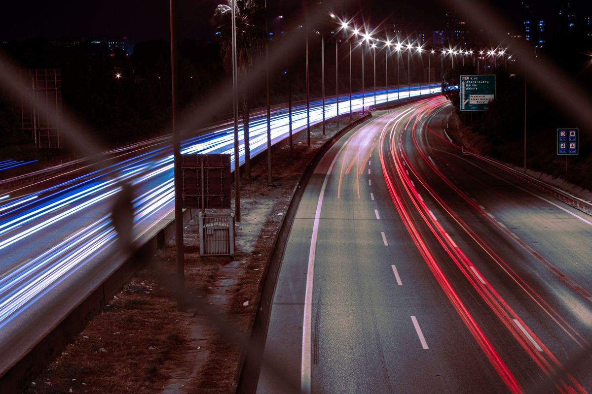 hazard lights car road