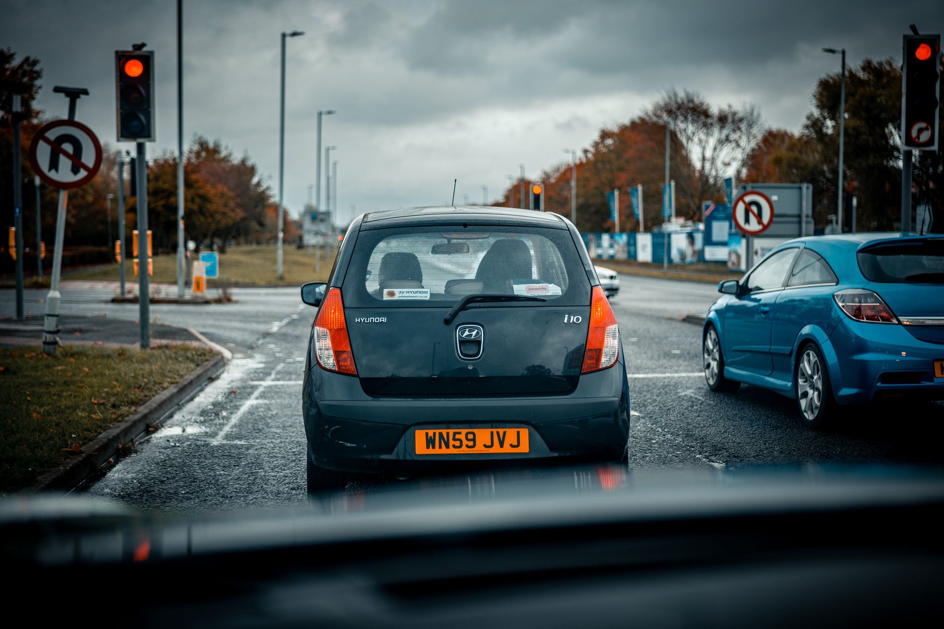 hazard lights car road