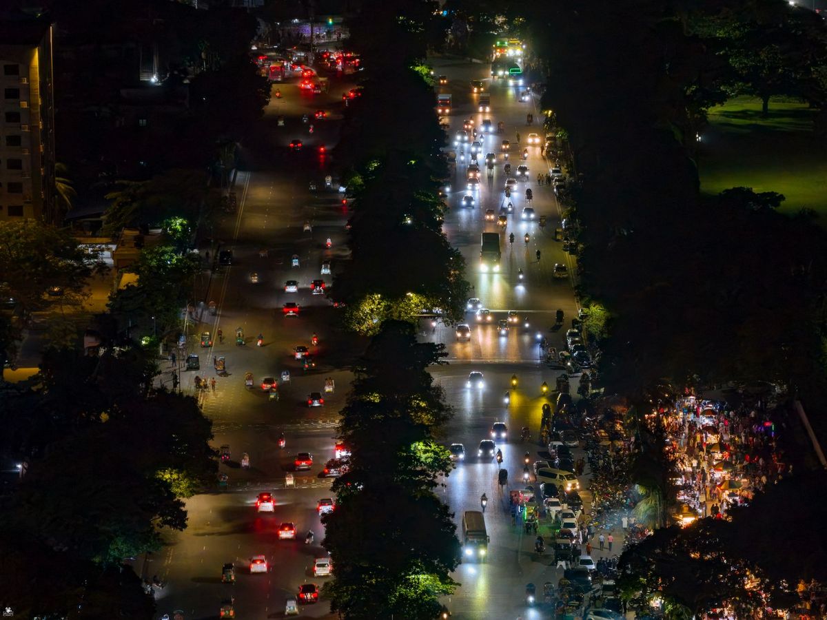 hazard lights car road
