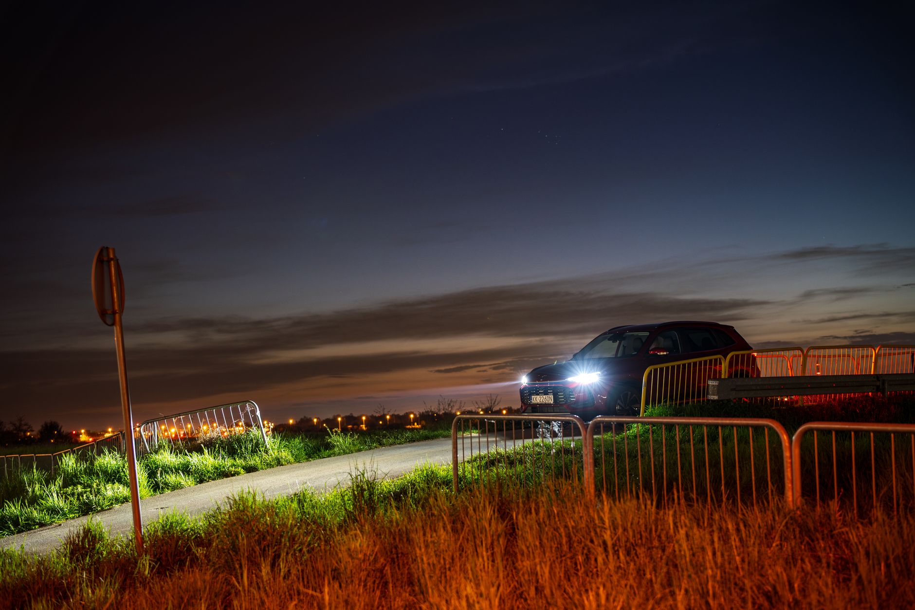 hazard lights car road