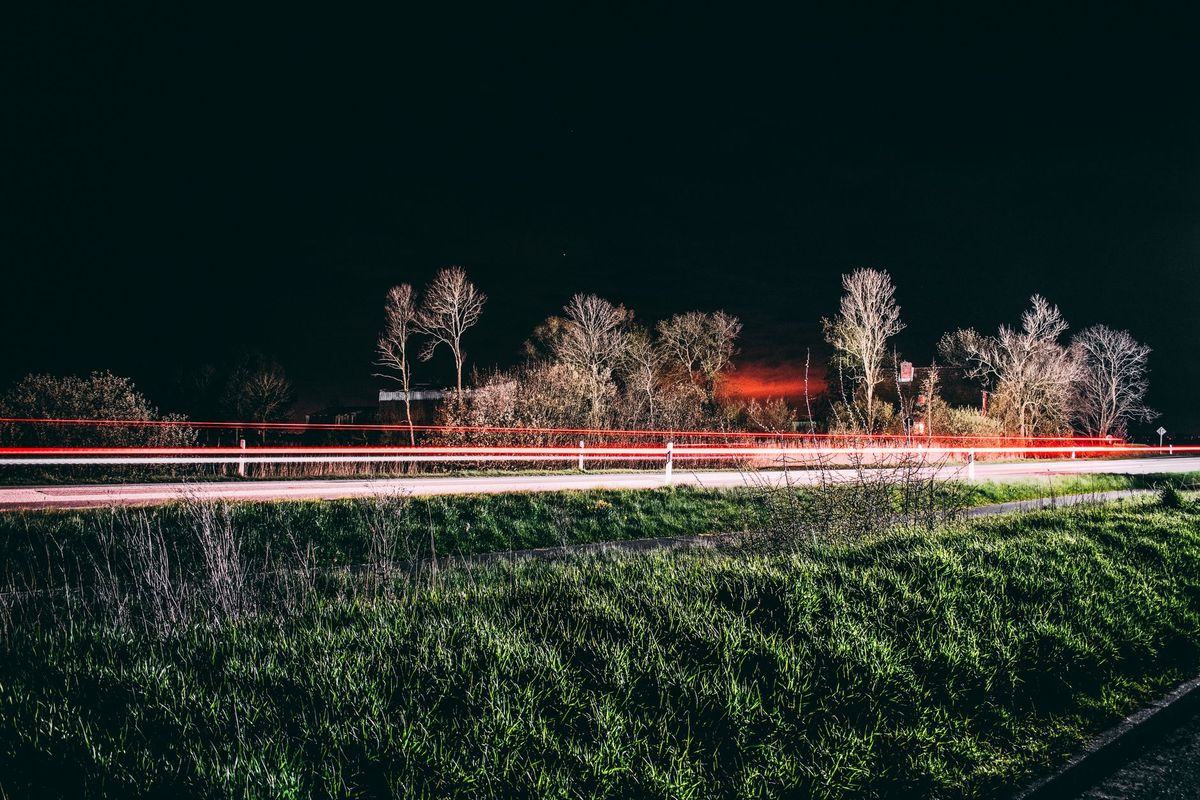 hazard lights car road