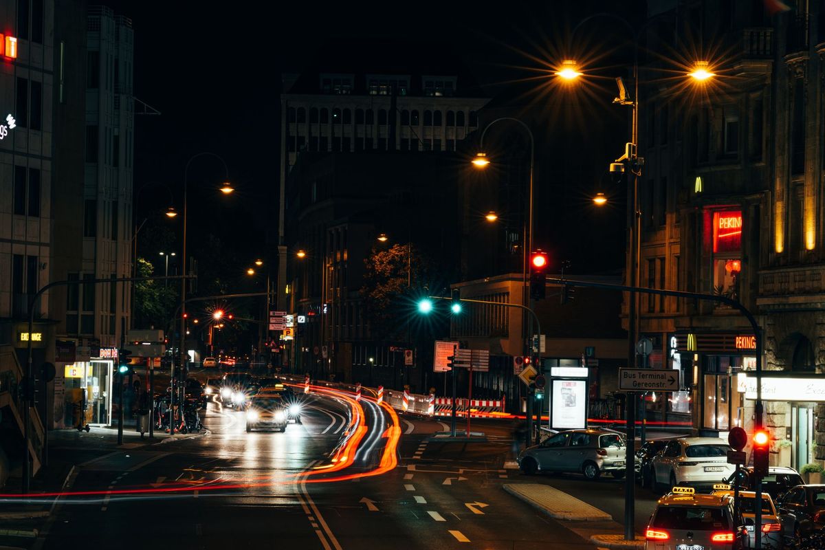 hazard lights car road