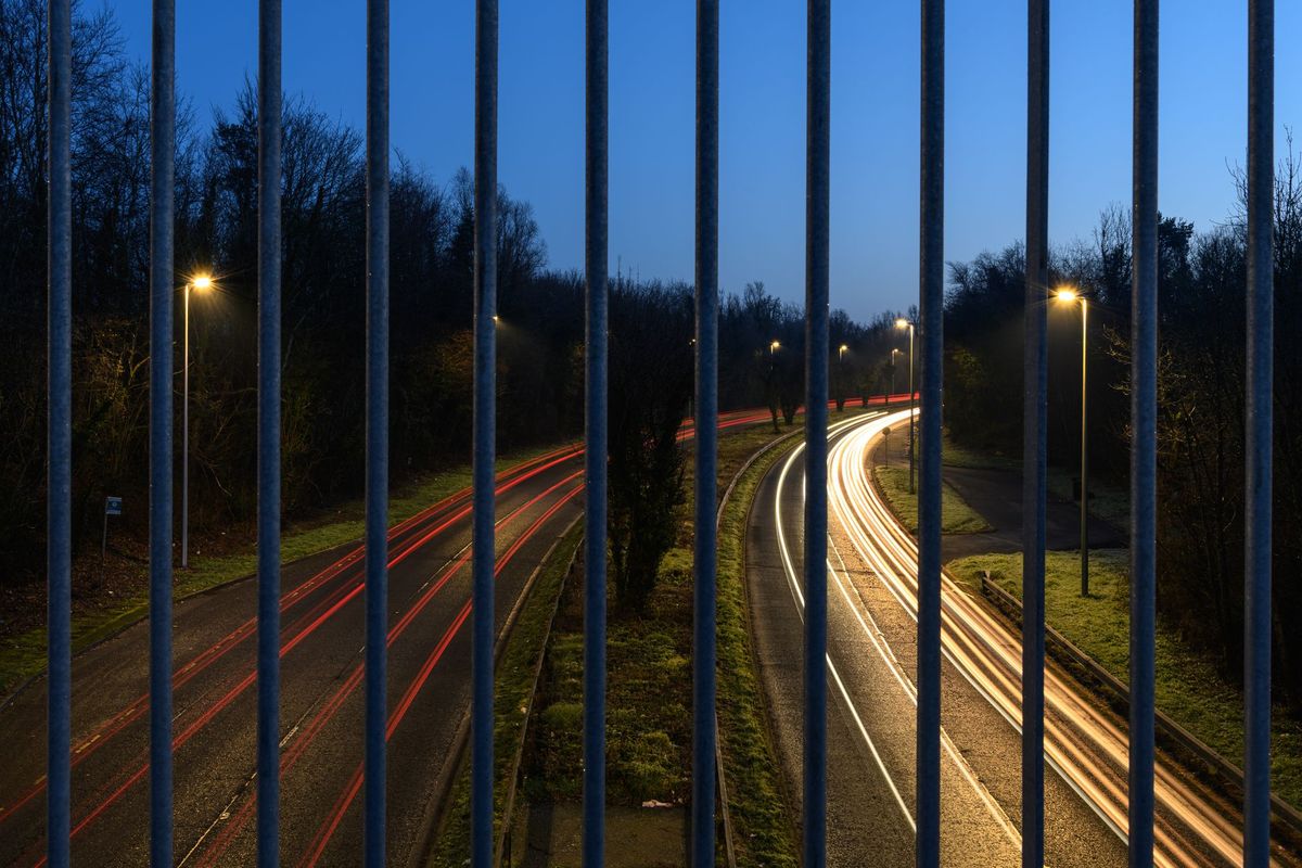 hazard lights car road
