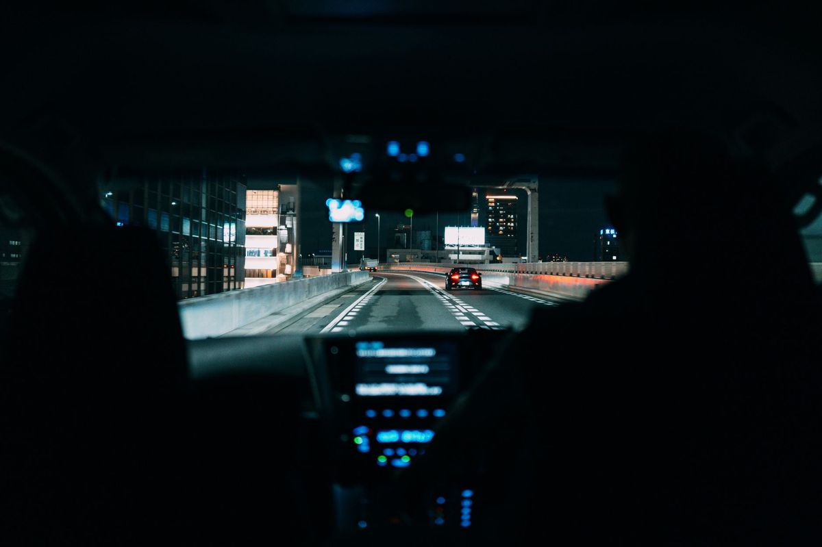 hazard lights car road