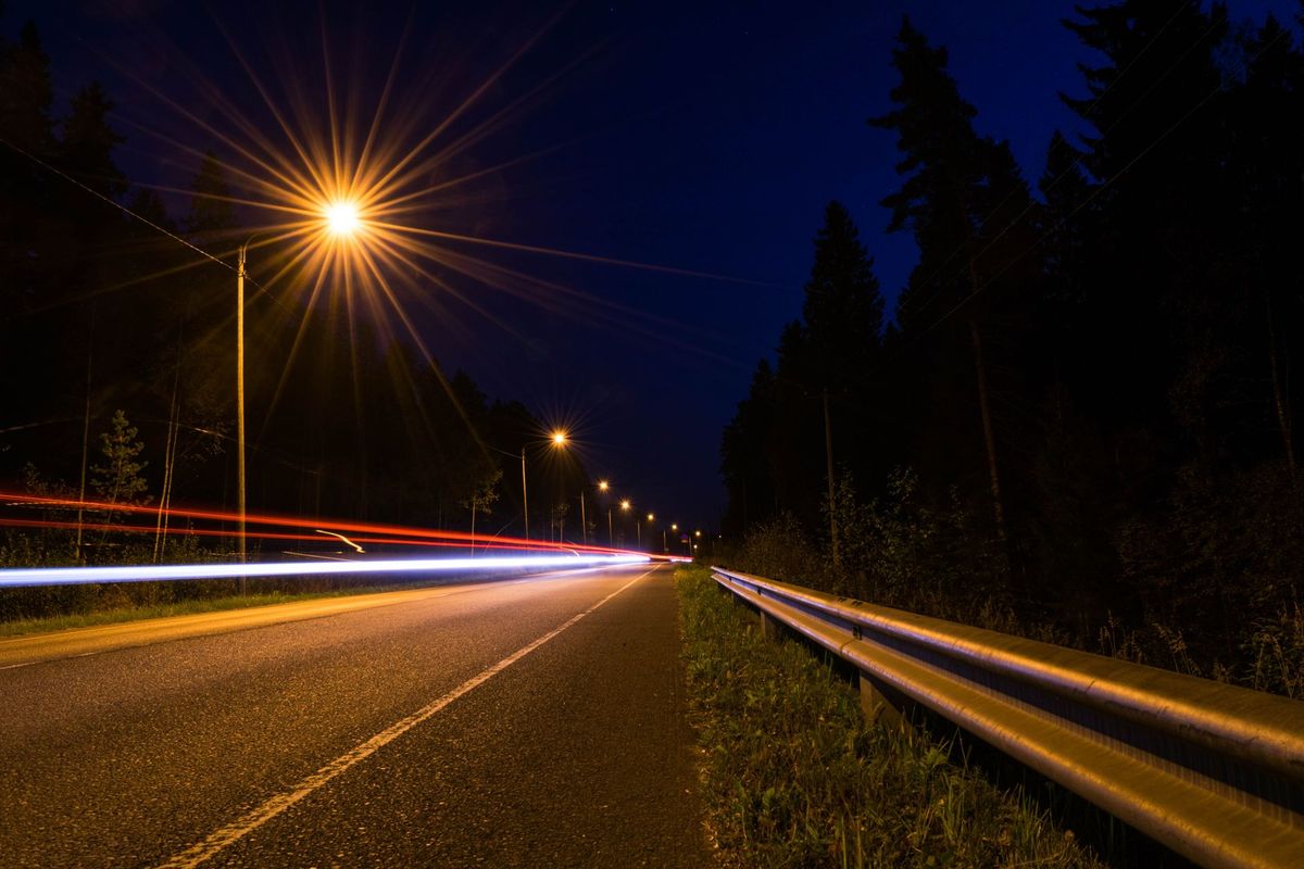 hazard lights car road