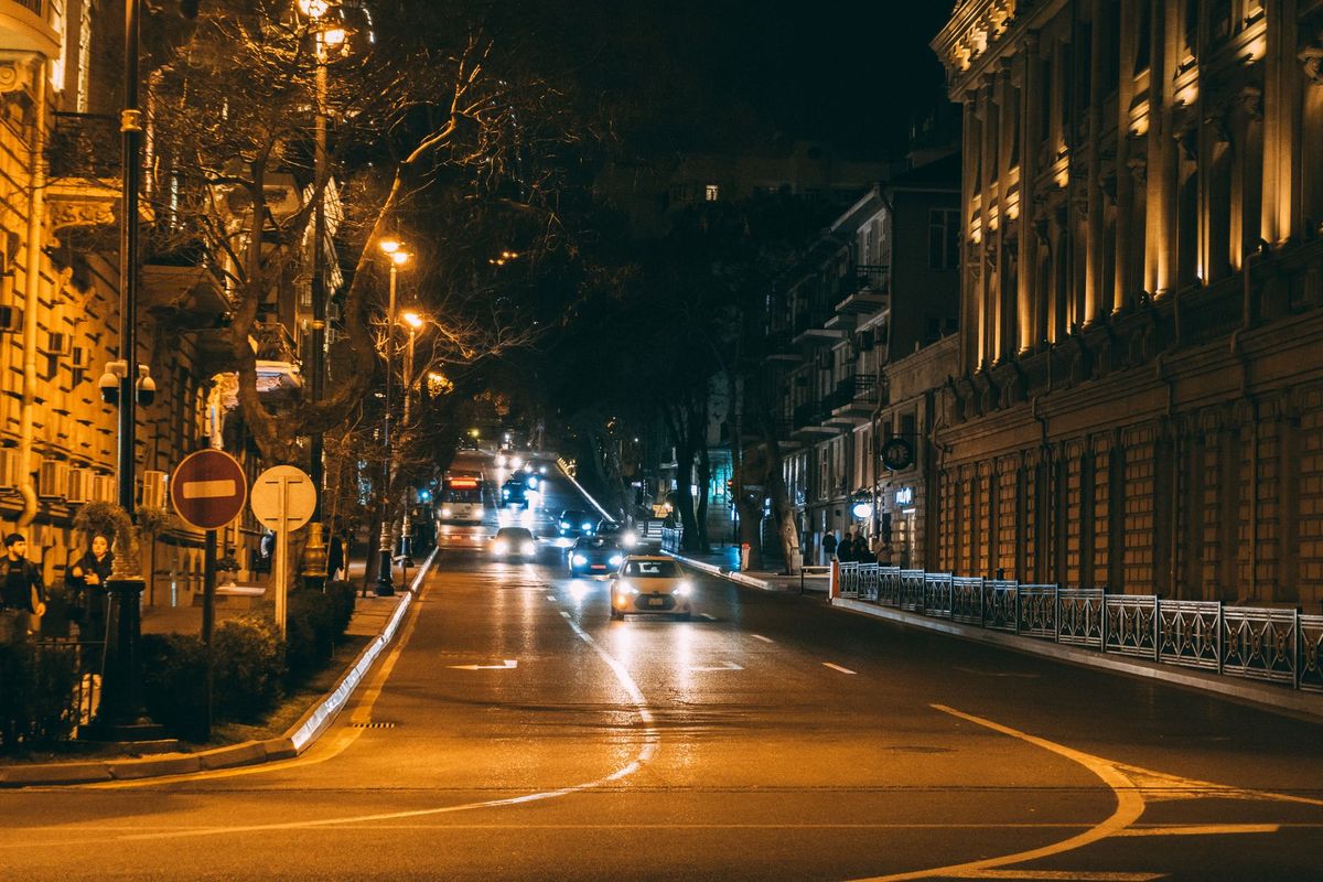 hazard lights car road