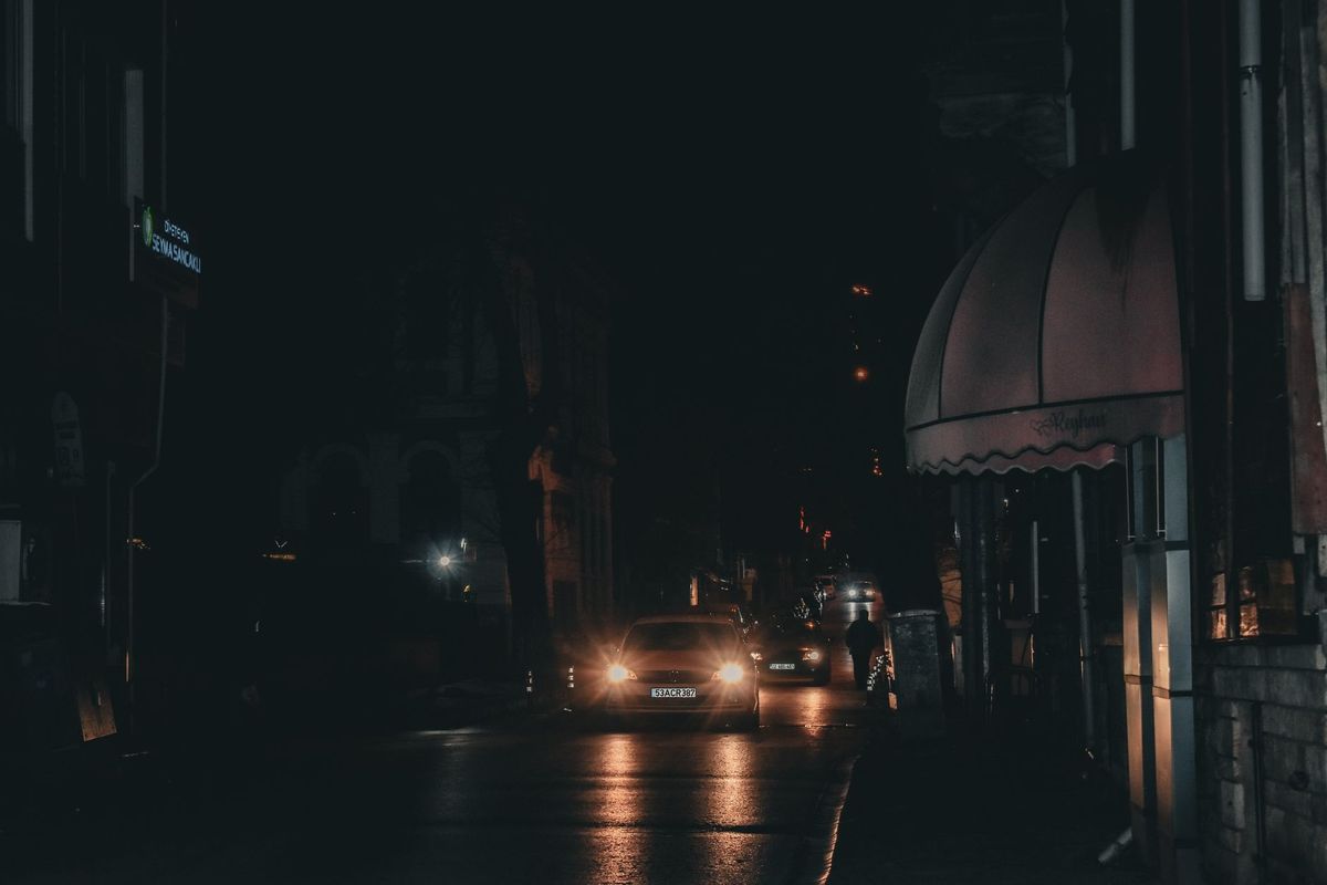 hazard lights car road