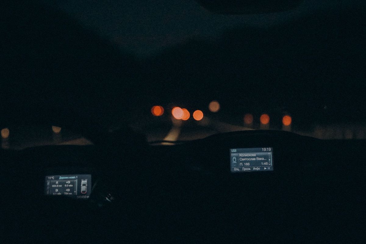 hazard lights car road