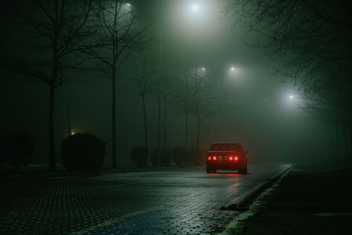 hazard lights car road